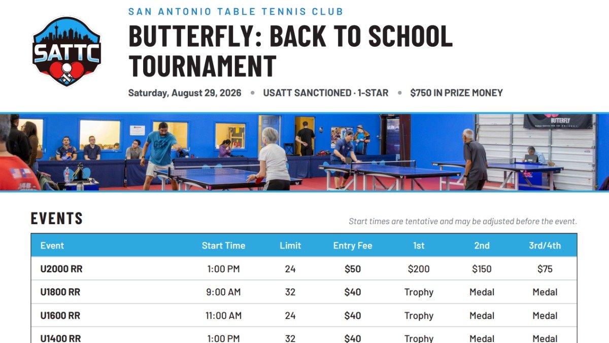 Butterfly Back to School Tournament